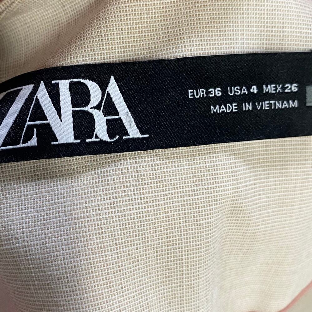 Zara Basic Blazer Single Button Collarless Woven … - image 7